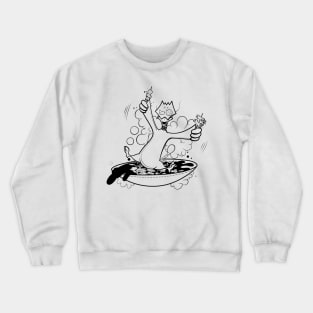 Funny chicken on pan ink-pencil illustration Crewneck Sweatshirt